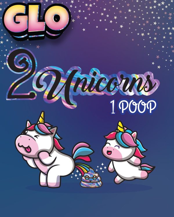 GLO 2 Unicorns 1 Poop label art