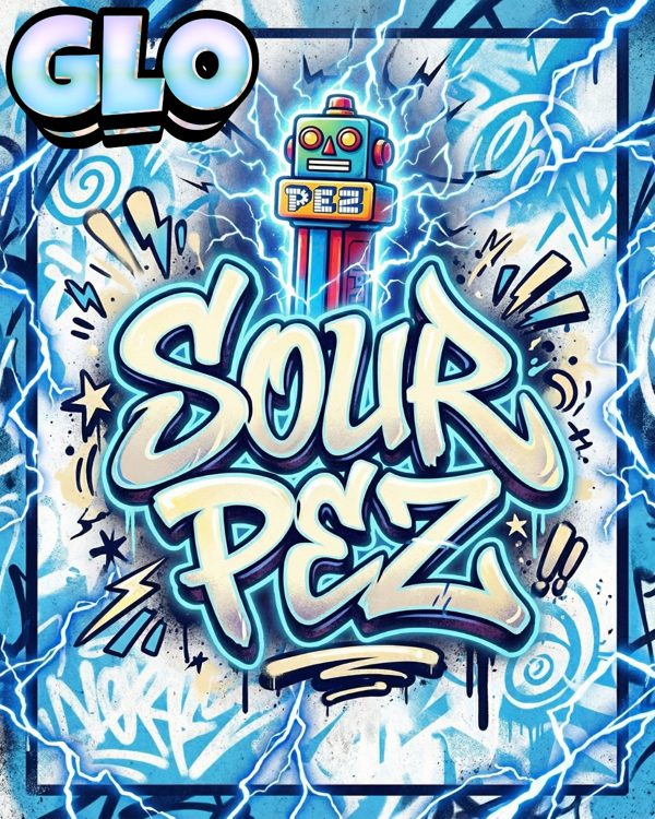 GLO Sour Pez label art