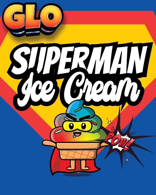 GLO Superman Icecream label art